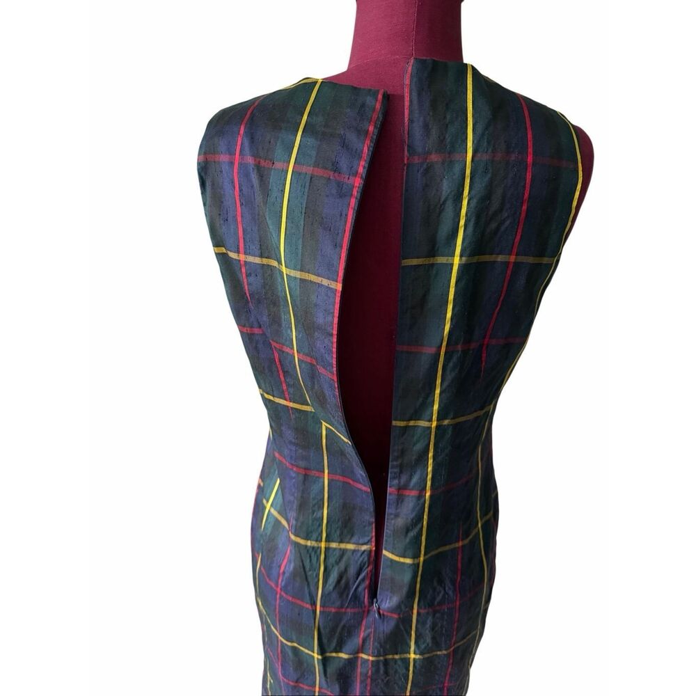 Brooks Brothers Dress Sheath Sleeveless Preppy Plaid Green Silk‎ 8 - Picture 8 of 8
